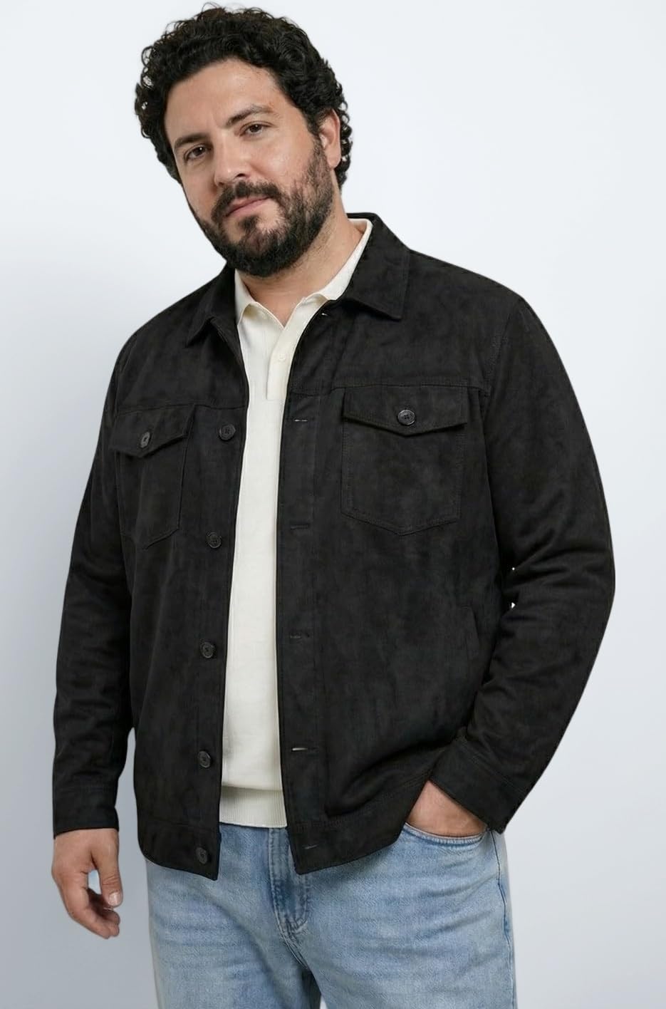 Men Plus Size Suede Jacket for Men | Winter Wear Full Sleeves Jacket | Comfortable Big & Tall Casual Jacket