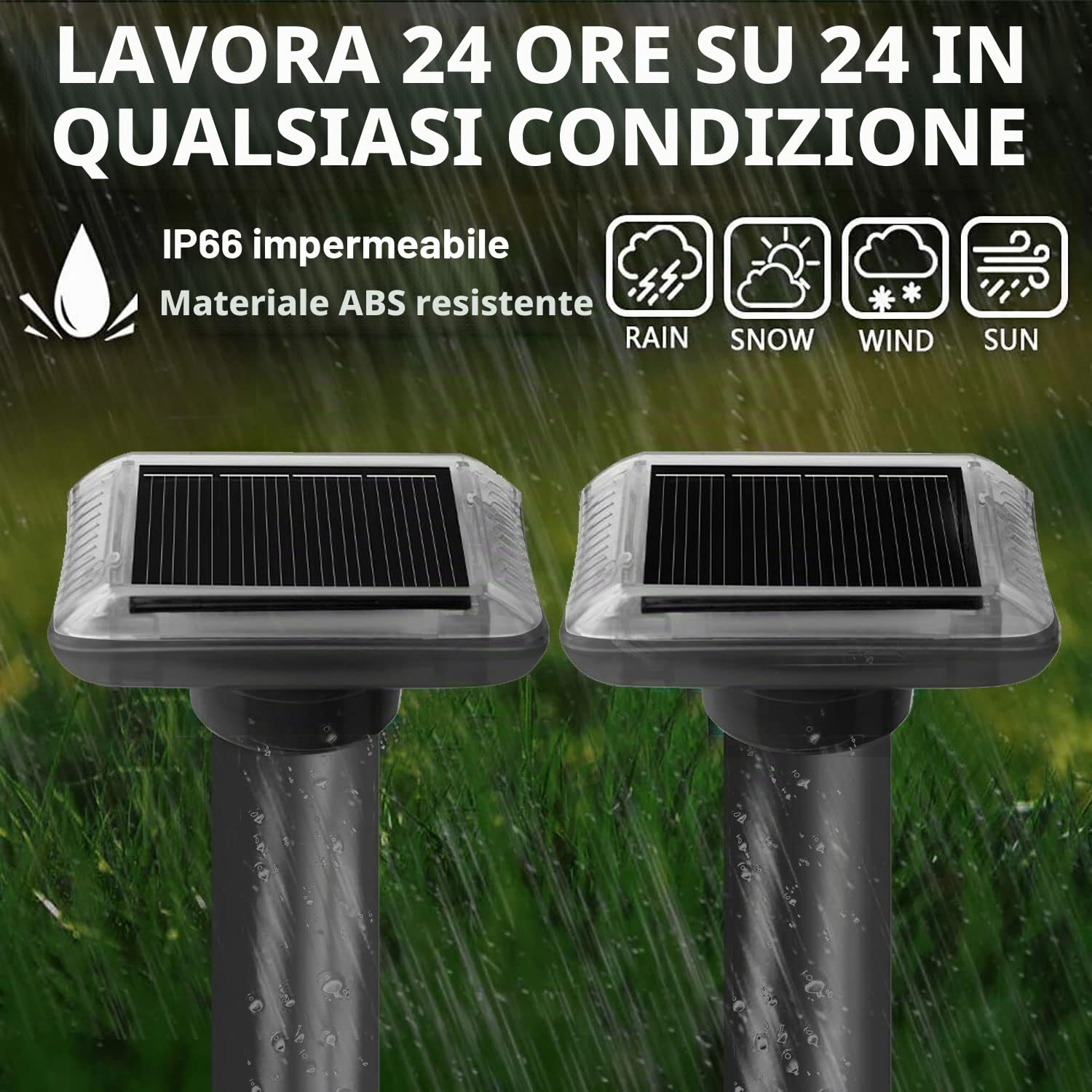 WWUGEIN Ultrasuoni per Topi da Esterno,4 Pcs Scaccia Talpe Ultrasuoni Solare, Spaventapasseri Solari, Repellente per Talp, Gopher per Giardini e Prati