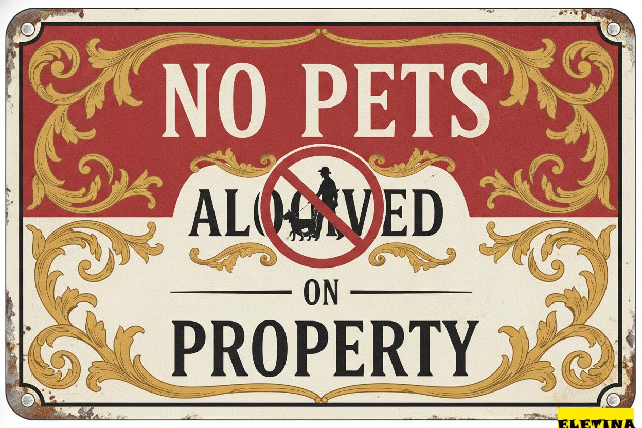 No Pets Allowed On Property Aluminum Warning Tin Sign UV Protected Rust Free Fade Resistant Trails Gardens 8x12in