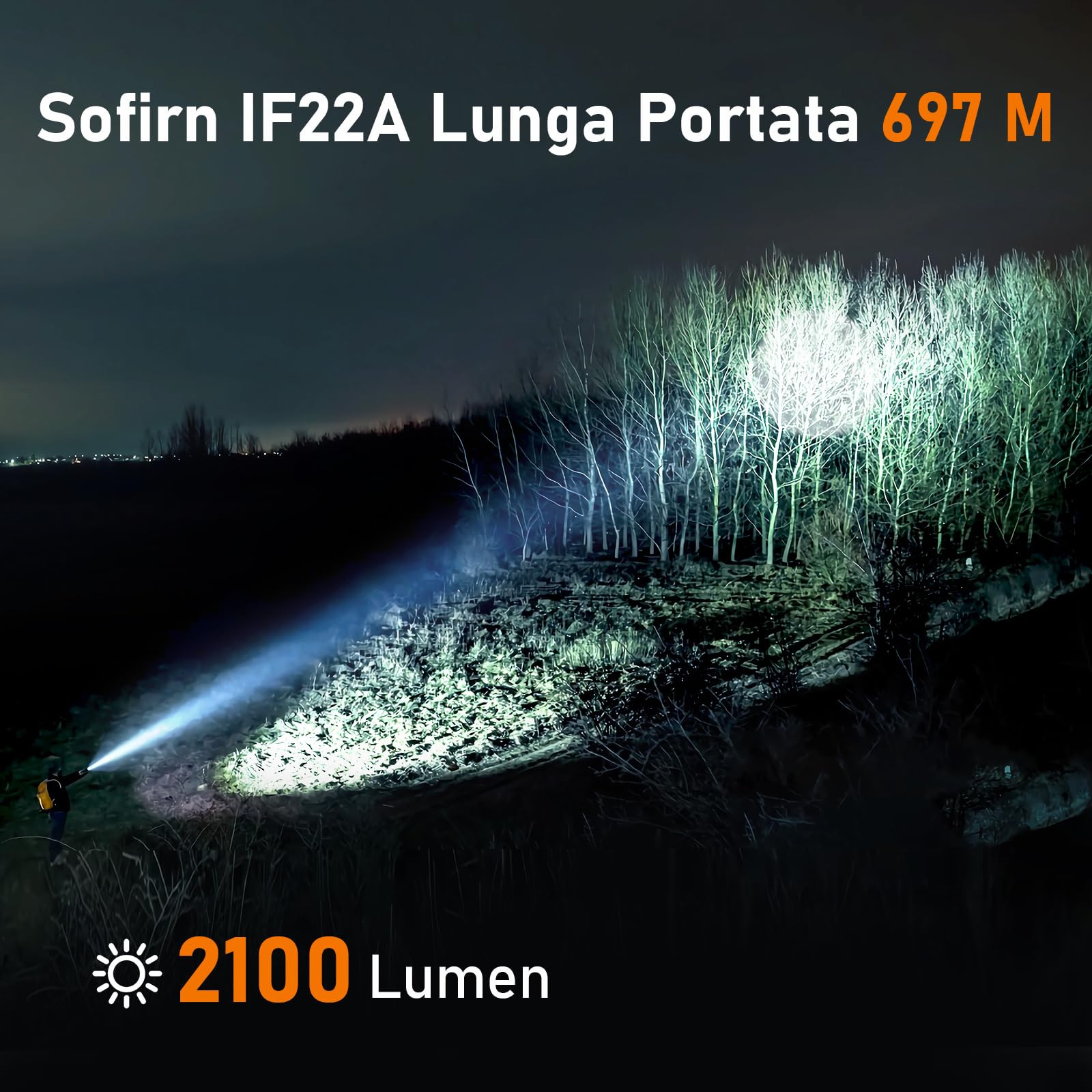 SOFIRN IF22A Torcia LED Potente 2100 LM,629 m,Torcia Ricaricabile USB-C, SFT40, Torcia Tattica e Outdoor per Campeggio, Escursionismo, Pesca e Emergenza