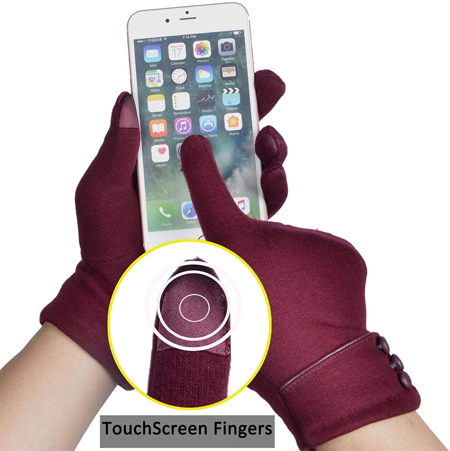 Outrip Guanti invernali da donna caldi guanti touch screen per telefono antivento foderati spessi guanti