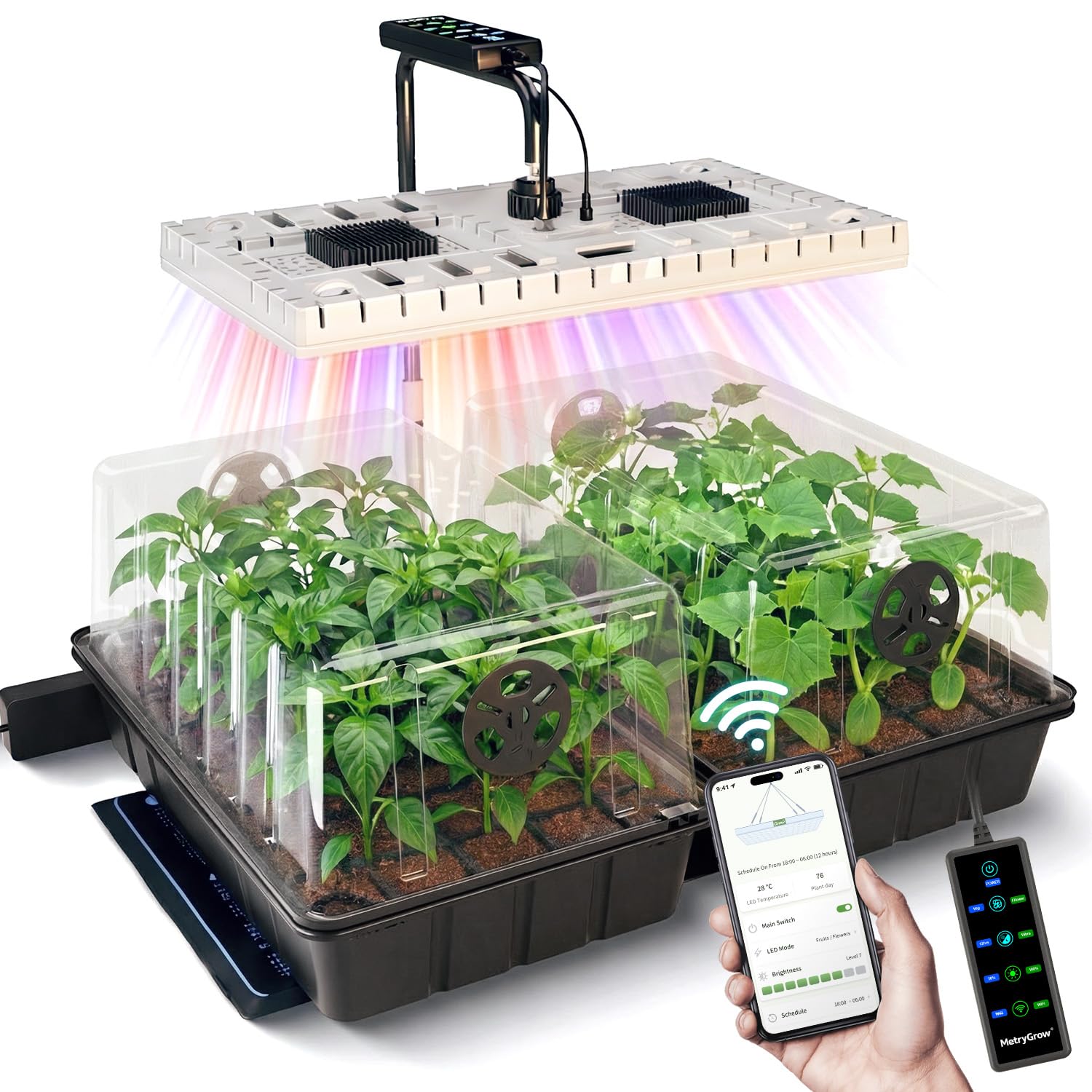 MetryGrow 48W Full Spectrum LED Seed Starter Kit