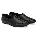 VFORVERILLA Men's Ethnic Laser Cut Slip On Flat Juttis and Mojaris Black gallery image