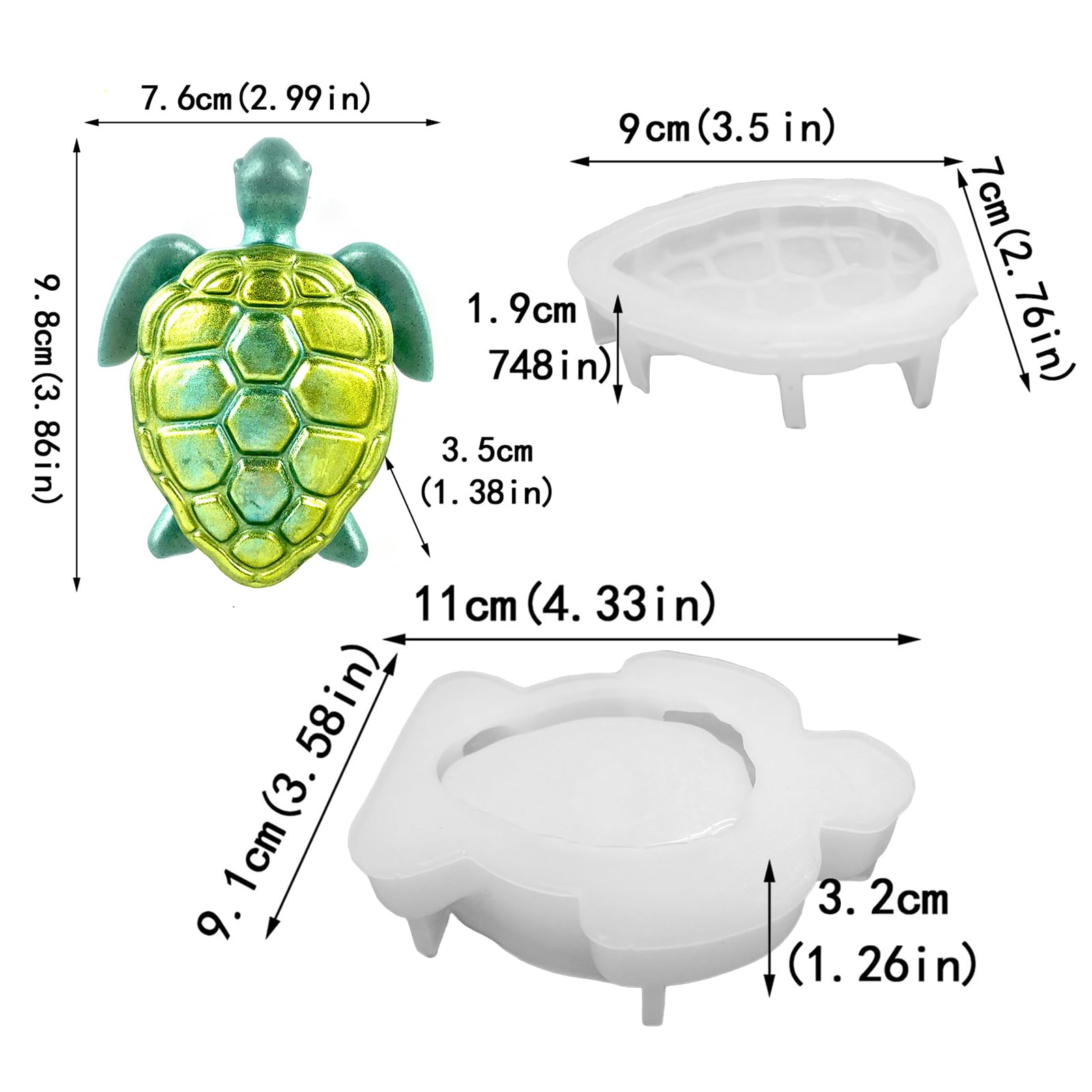 Sea Turtle Box Resin Mold with Lid, Creative Container Epoxy Resin Casting Mould, Sea Animal Silicone Storage Mold DIY Jewelry Holder Trinket Plate Resin Clay Craft Art Supplies Making Home Decor - Image 3