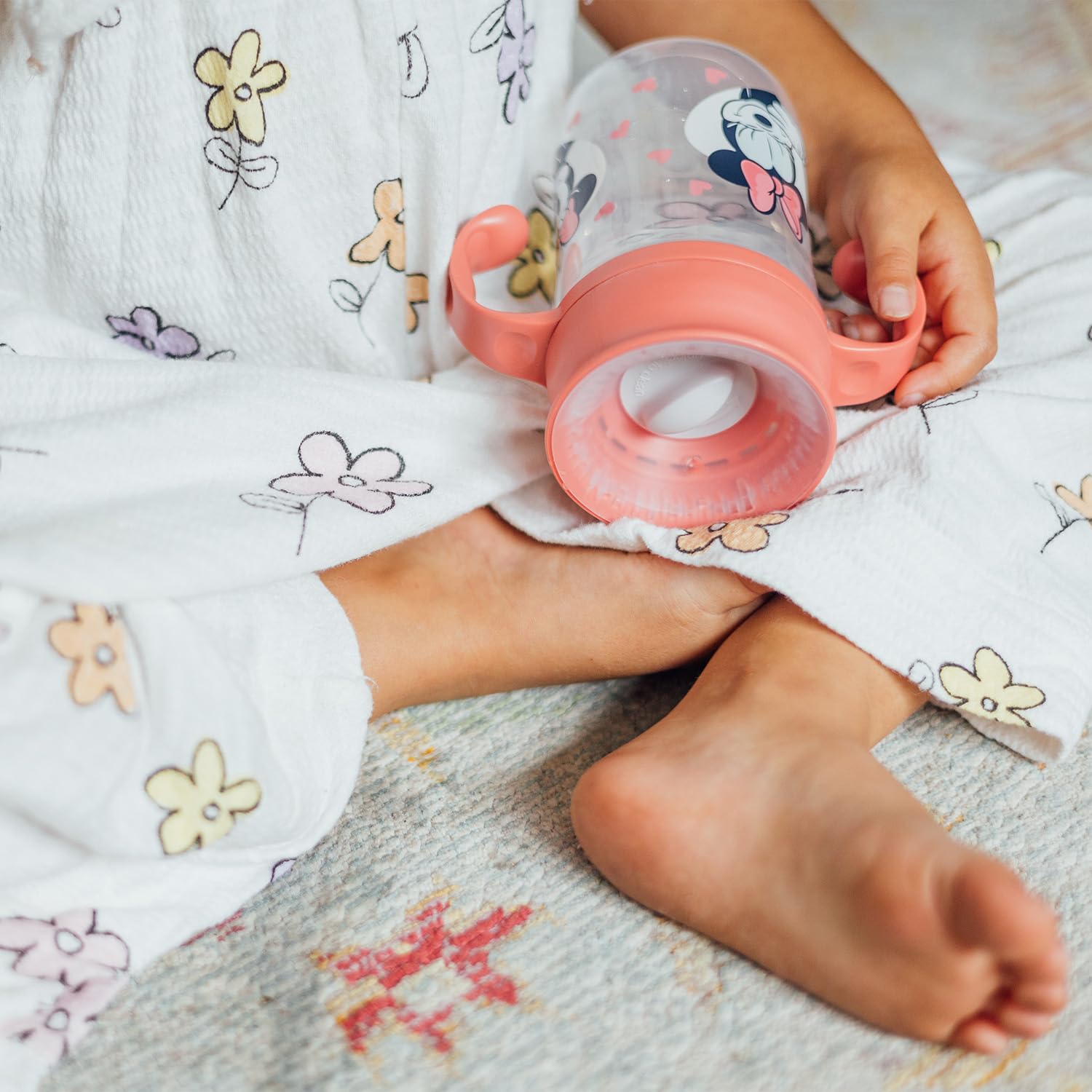 Disney Minnie Kindergeschirr-Set – unterteilter Teller – Schüssel – Löffel – Gabel und Tasse 360° – lustiges und praktisches Design für Babymahlzeiten