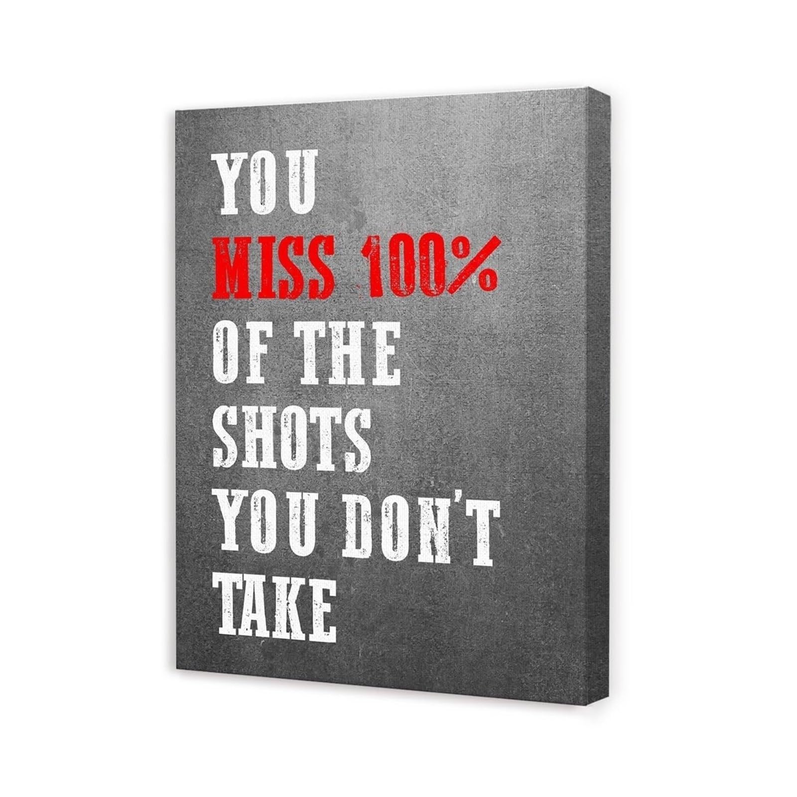 TAMDDBPJD Inspirational Fitness Quote - You Miss of the Shots You Don't Take Gym Wall-Art for Sports Basement, Cardio Zone and Exercise Room Motivation(Unframed,16x24inch(40x60cm))