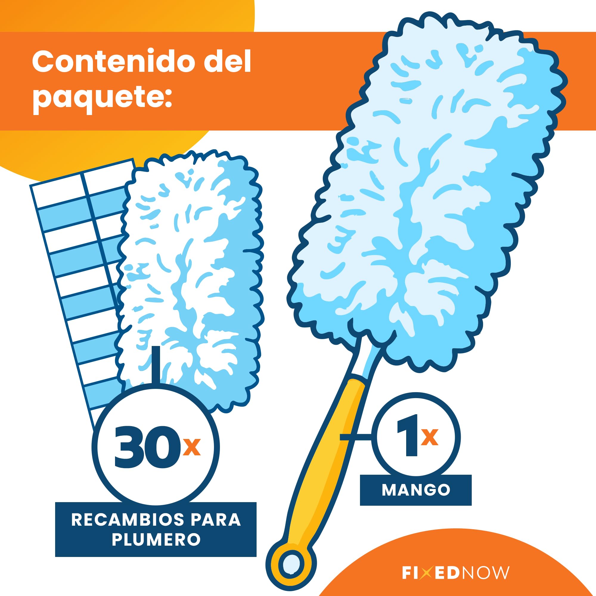 Paquete de 30 paños de Repuesto XXL con Plumero Swiffer Duster | Juego de Plumero con Mango para Limpieza en seco | Recarga de limpiaparabrisas para el hogar y el Coche