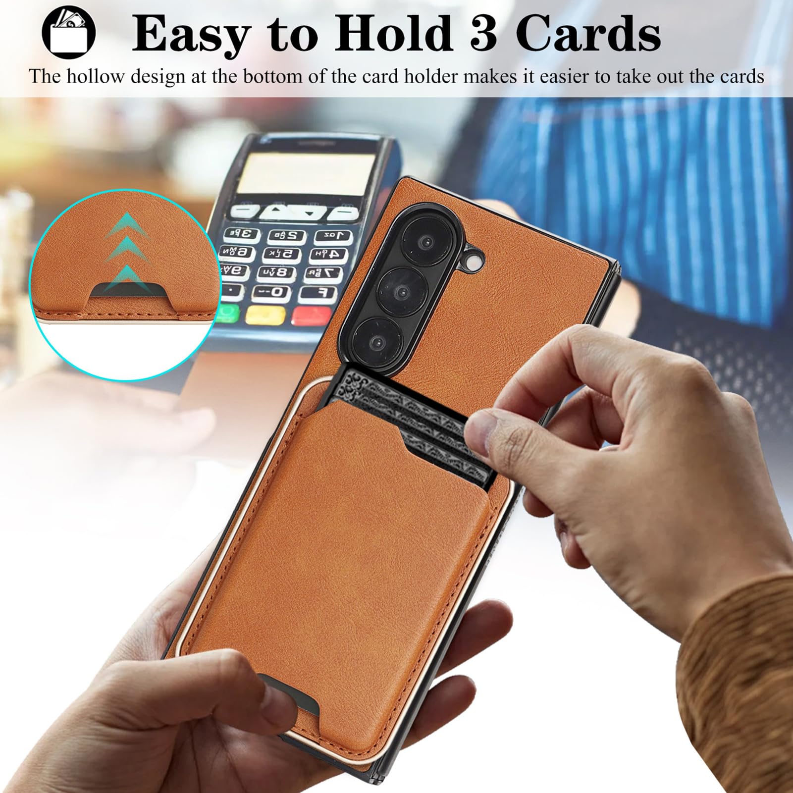 Skórzane etui do Samsung Galaxy Z Fold 8 Ultra, Odpinany pokrowiec na karty Magnetyczny pokrowiec na telefon w stylu vintage podstawka do ładowania bezprzewodowego ochrona przed upadkiem (czarny)