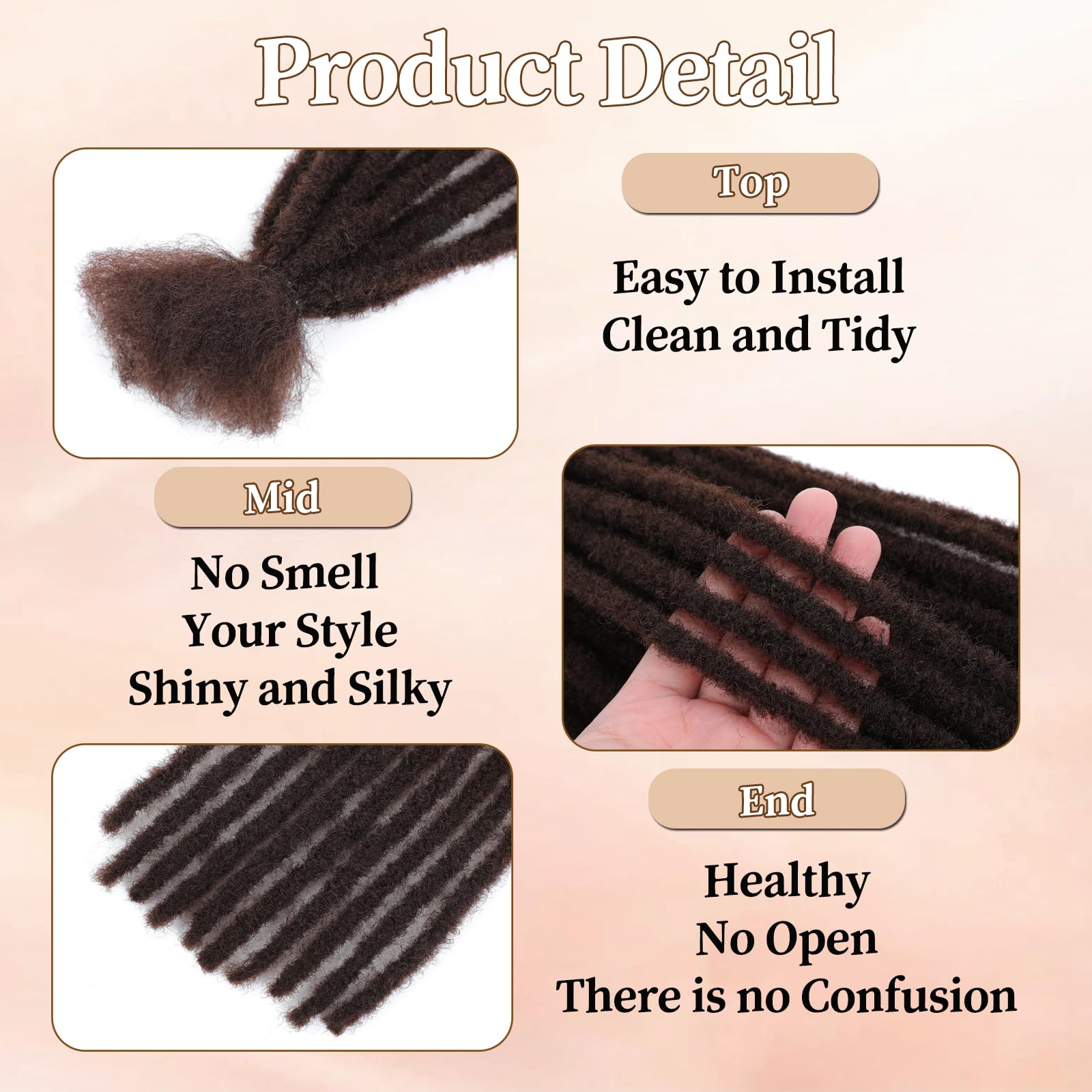 DXdixiu Dreadlock Extensions Synthetic Hair 30 Strands 100% Full Handmade Permanent Loc Extension Hair for Women/Men/Kids Daily Wear & Parties (4# - Image 3