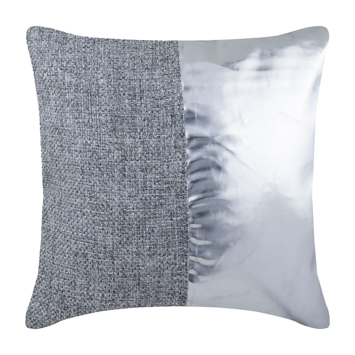The HomeCentric Decorative Cushion Covers 50 x 50 cm Silver, Faux Leather Throw Cushion Covers, Cushion Covers, Patchwork Throw Pillow Covers, Modern Throw Pillow Covers - Now And Ever โ image 1