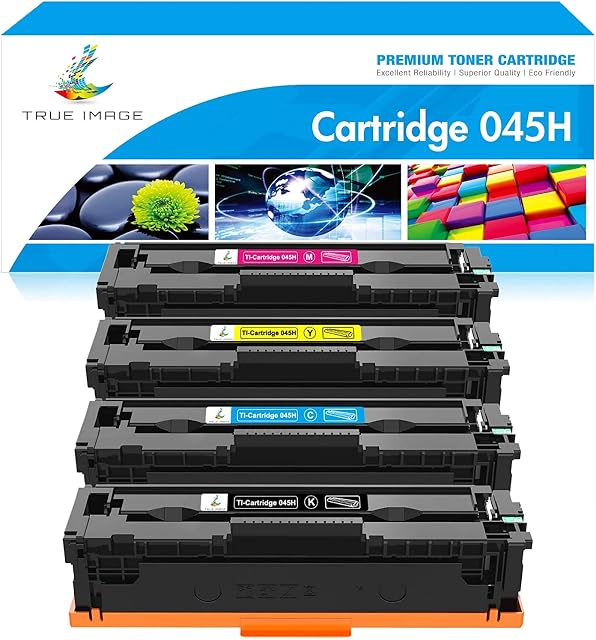 TRUE IMAGE Kompatible Toner for Canon 045H 045 MF633cdw MF635cx MF634cdw LBP612cdw LBP613cdw MF631cn MF632cdw MF636cdwt Toner (Black Cyan Yellow Magenta, 4-Pack)
