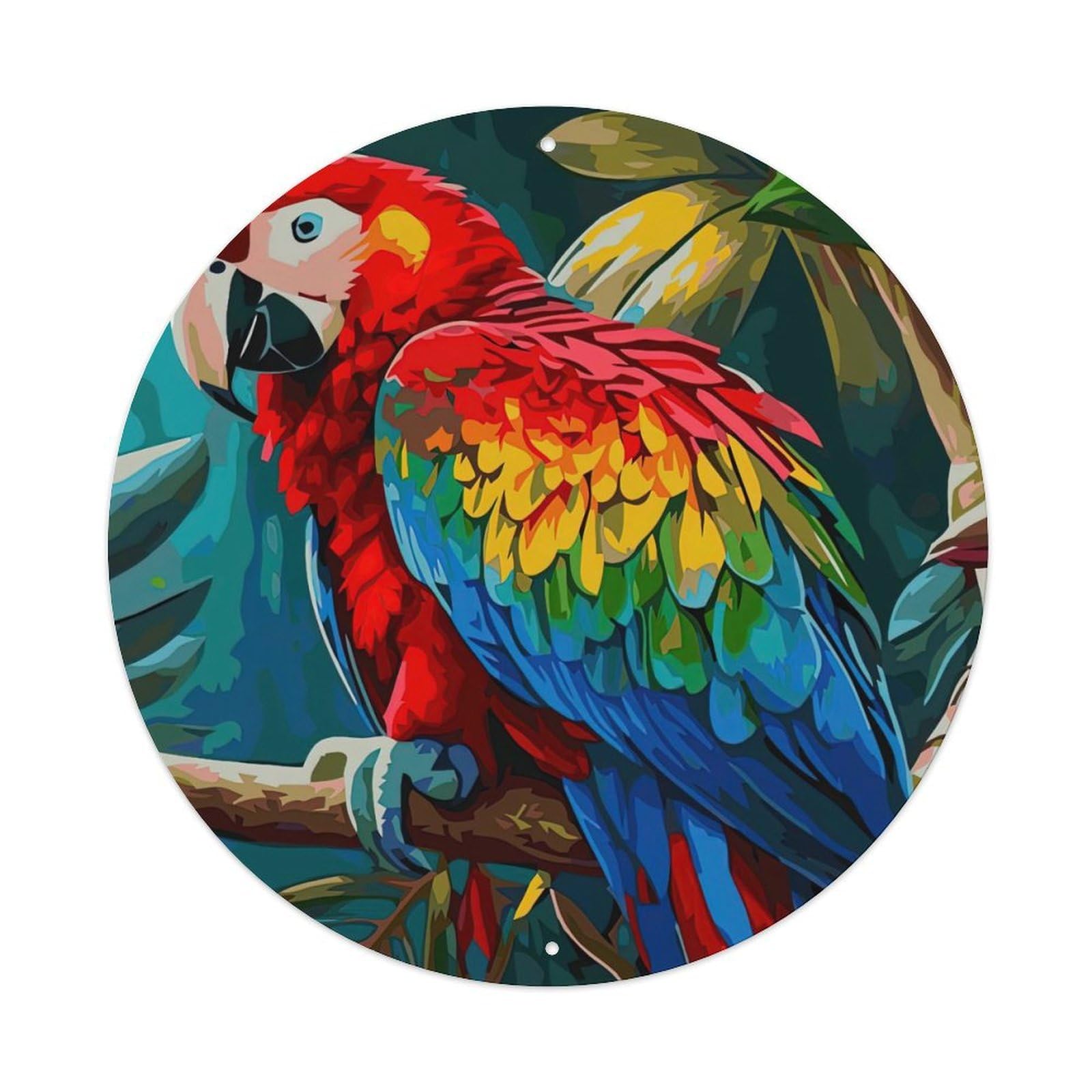 Animal Artwork Colourful Parrots Vintage Metal Tin Sign Plaque Wall Decor for Cafe, Club Bar, Office, Garden Metal Poster 8x8Inch