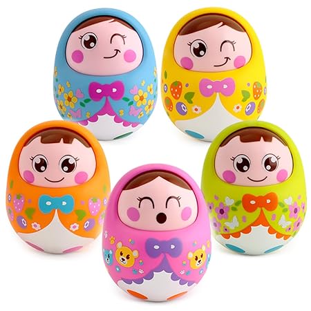 Kiditos Baby Rattles Nodding Tumbler Doll Sweet Bell Music Roly-poly Learning Education Toy (1 Pcs)