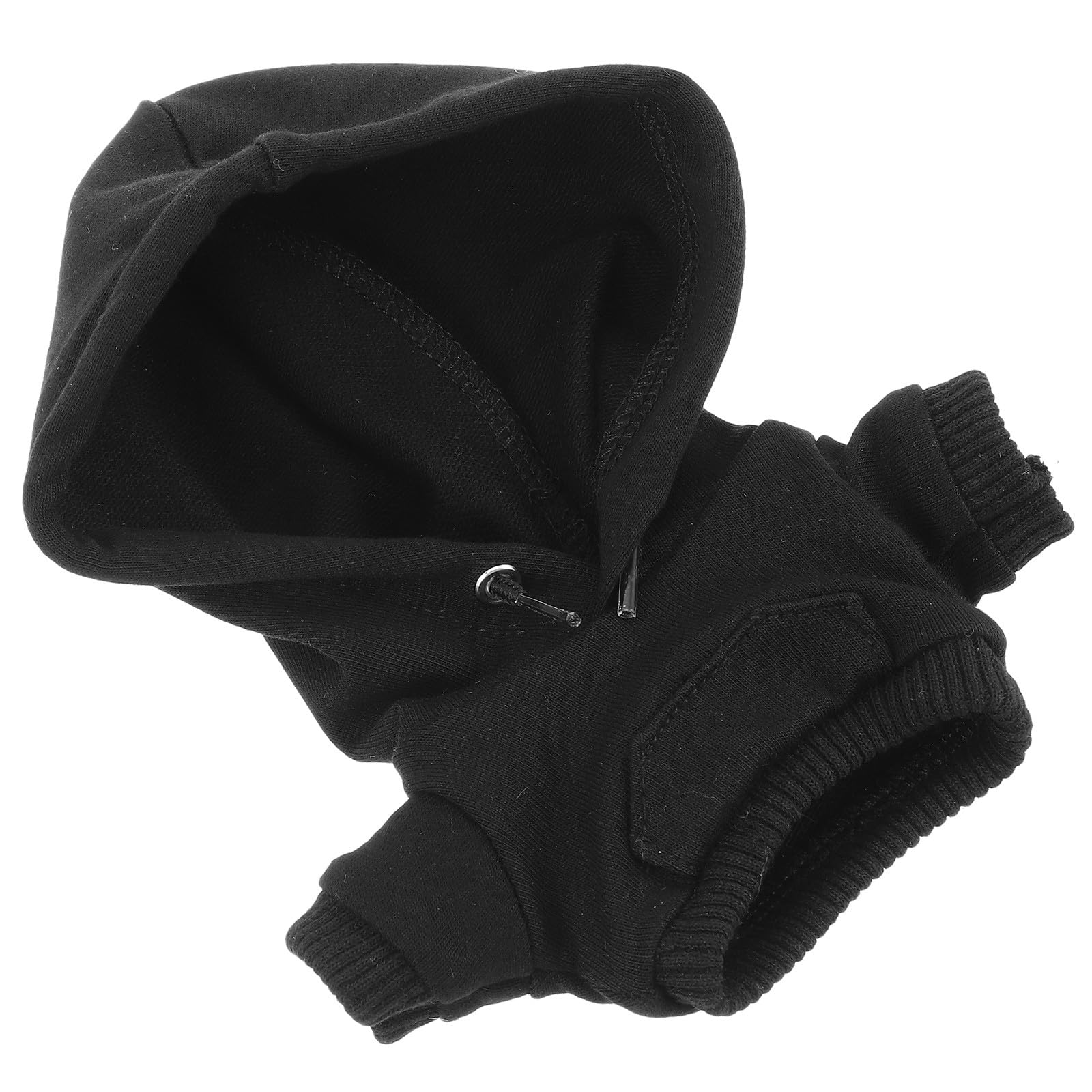 GARVALON Mini Doll Hoodie for Small Dolls Black Cotton Hooded Sweatshirt with Pocket Tiny Cute Accessory Play and Dress