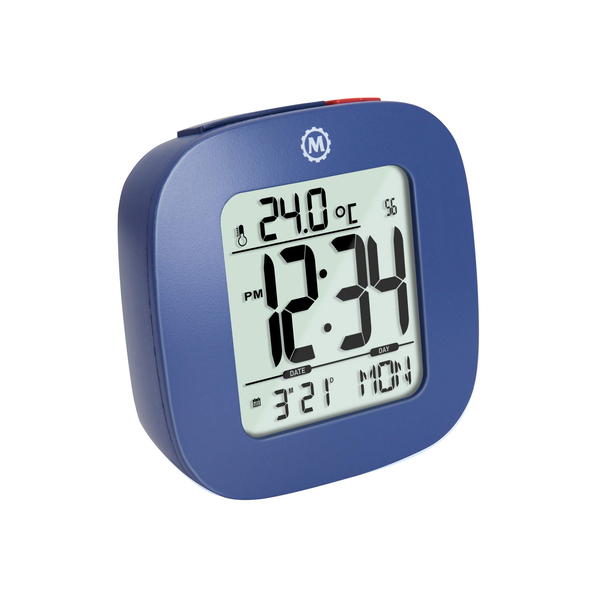 Marathon Small Compact Alarm Clock with Repeating Snooze, Light, Date and Temperature. Batteries Included Travel Collection - Special Edition - CL030058FB (French Blue)-image-35