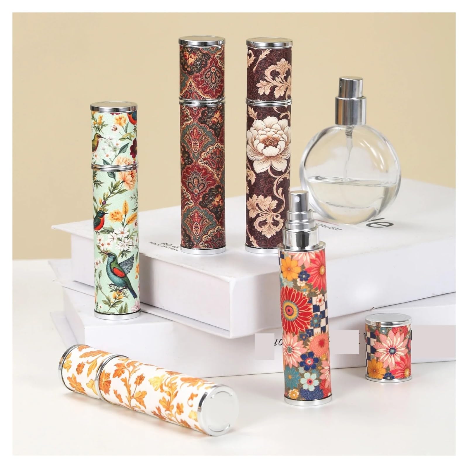 Flacone di profumo in pelle Bottiglia di profumo in pelle con motivo retrò da 10 ml