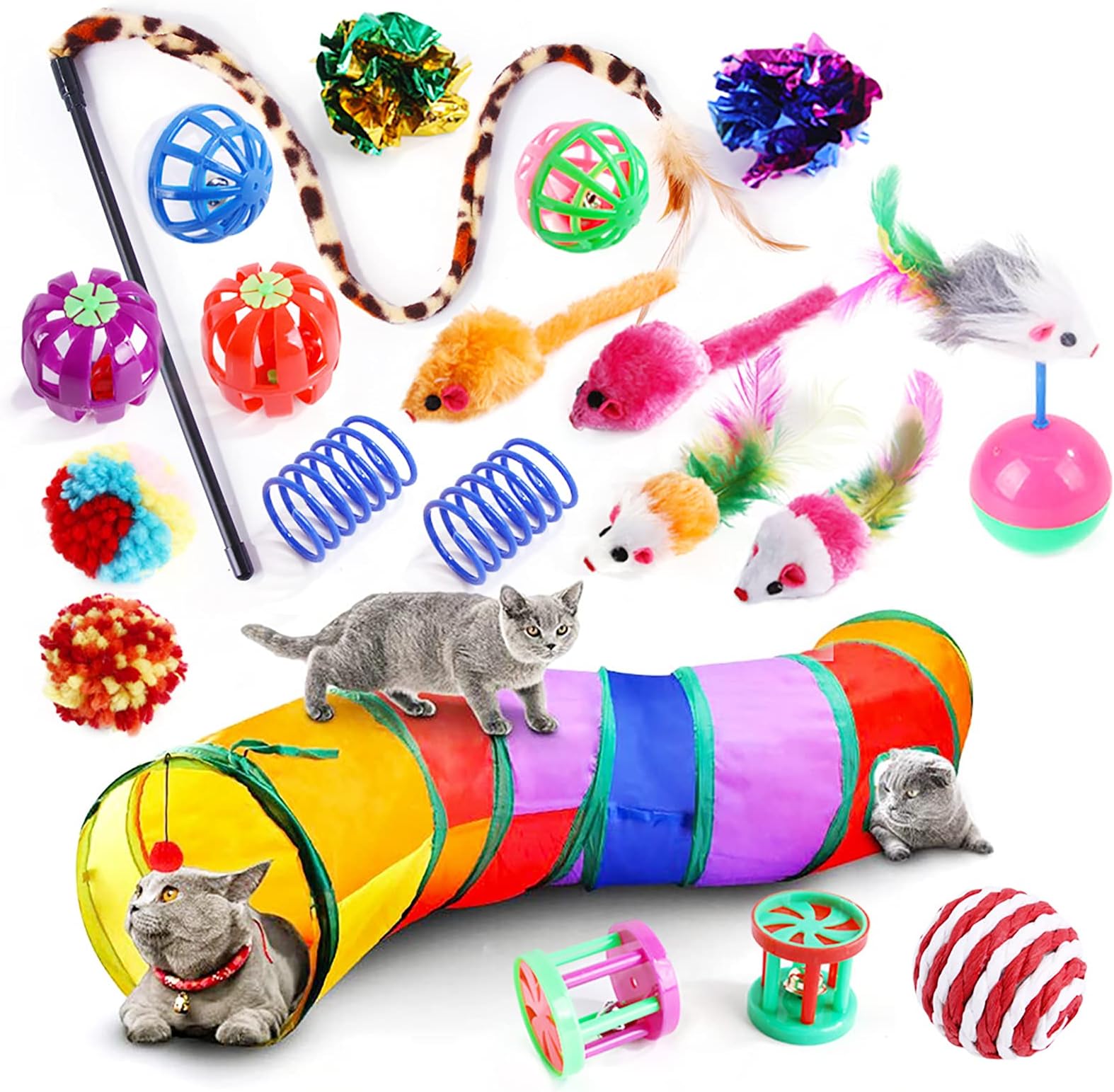 TAME Collapsible Feather Cat Toys Pack, 20 Pieces