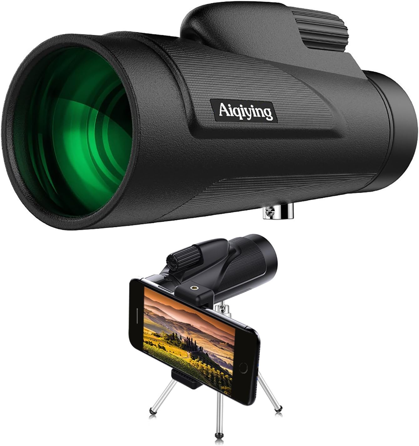 Monocular Telescope 12x50 HD Dual Focus Waterproof High Power Spotting Scopes for Adults with Cell Phone Photography Adapter for Bird Watching, Hunting, Camping,Travelling, Hiking