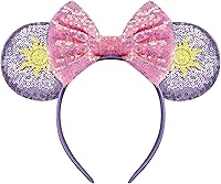 Vista 9 de Diademas con orejas de ratón, orejas de ratón con lentejuelas para mujeres, niñas, princesas, accesorios para vestidos, decoraciones para fiestas