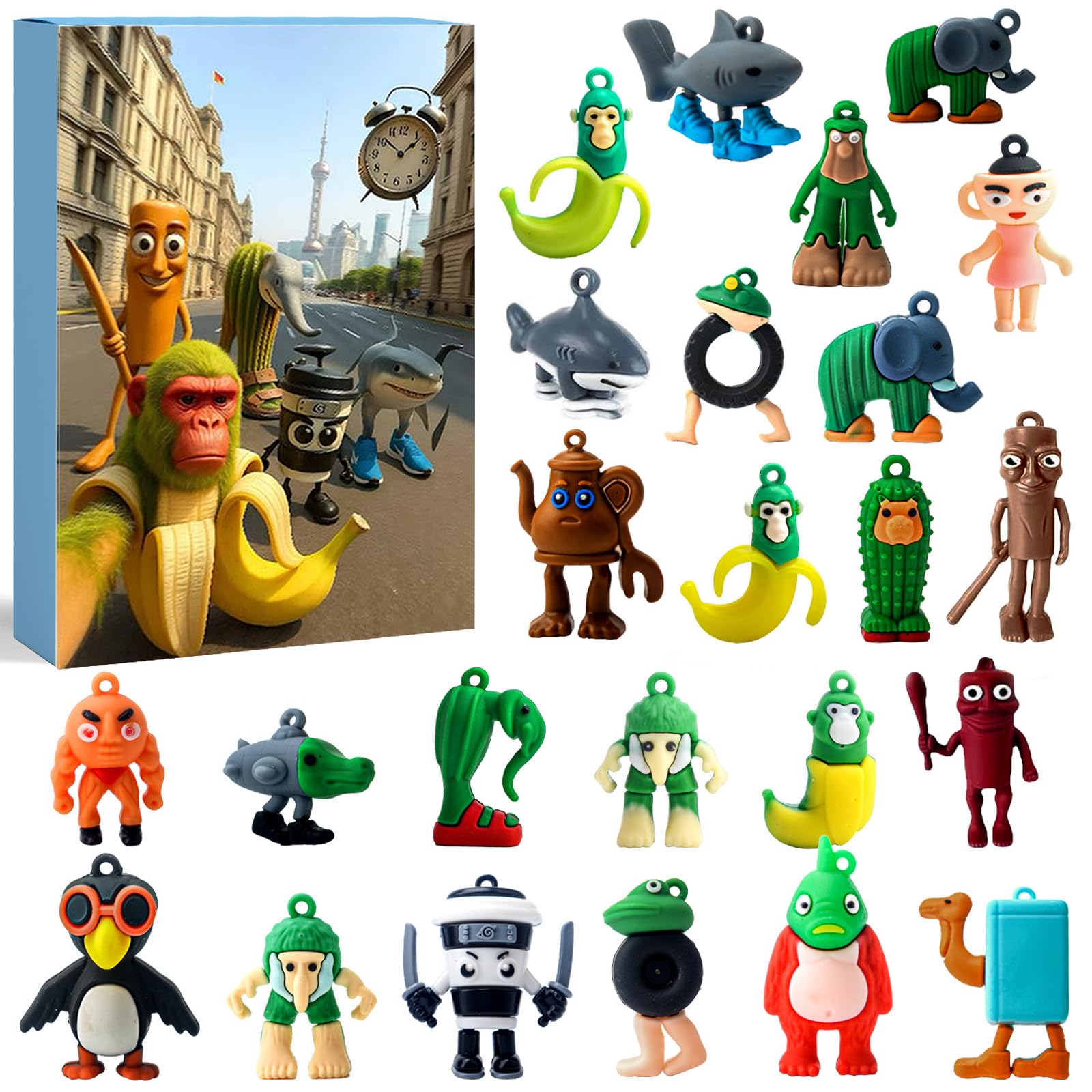 24 Pcs Italian Brainrot Action Figures Set,Tung Tung Tung Sahur Figures,Humorous Collectible Figures,Creative Shark