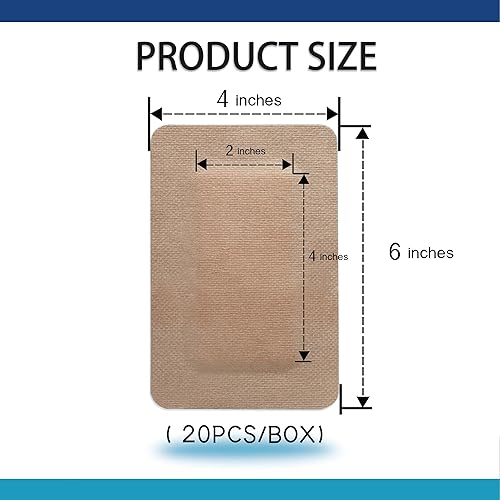 Miniatura 2 de 4"X6" 20 PCS Vendajes Estériles Extra Grandes Color Piel Island Dressing para Heridas - Almohadillas de Gasa Autoadhesivas con Borde - Sin Látex -