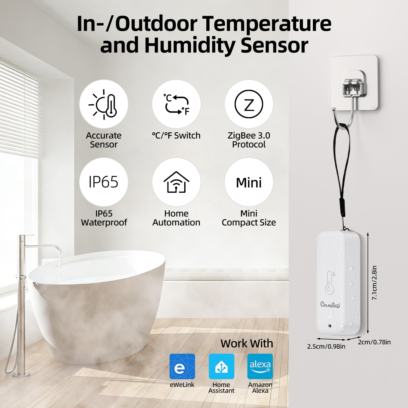 Sensore di temperatura e umidità Zigbee - confezione da 3, termometro igrometro impermeabile IP65 per interni ed esterni, hub richiesto, monitoraggio remoto tramite app e domotica