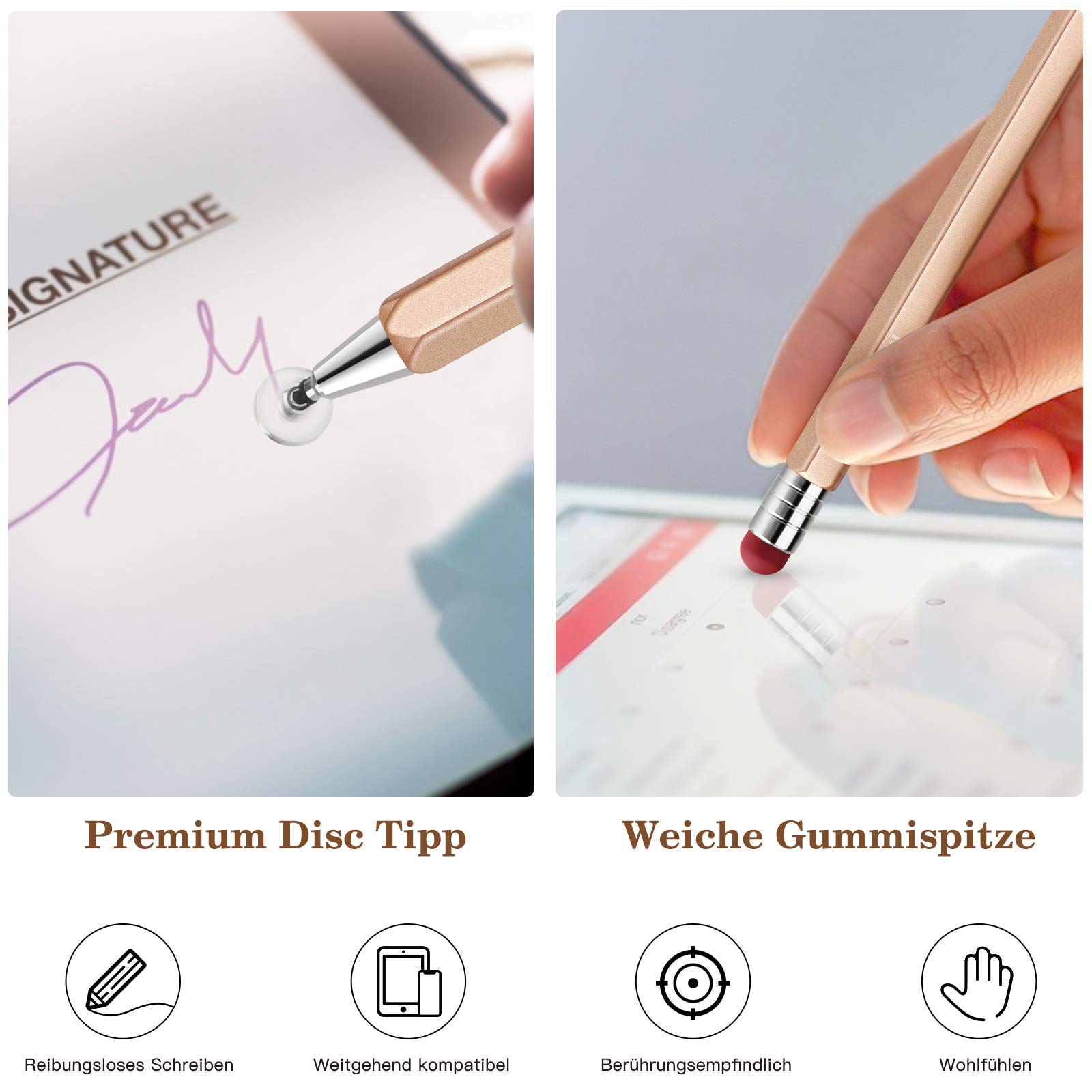 Mixoo 2-in-1 Stylus Stift 2 Stück – Mit Auswechselbaren Spitzen Für IPad, IPhone & Tablets