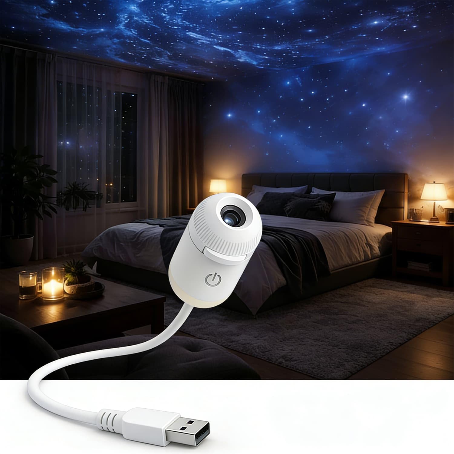 2-in-1 Galaxy Projector Night Light,2-in-1 Night Light,USB Powered and Portable Galaxy Projector for Bedroom,Warm and Soft Light (with Touch 12-Pack)