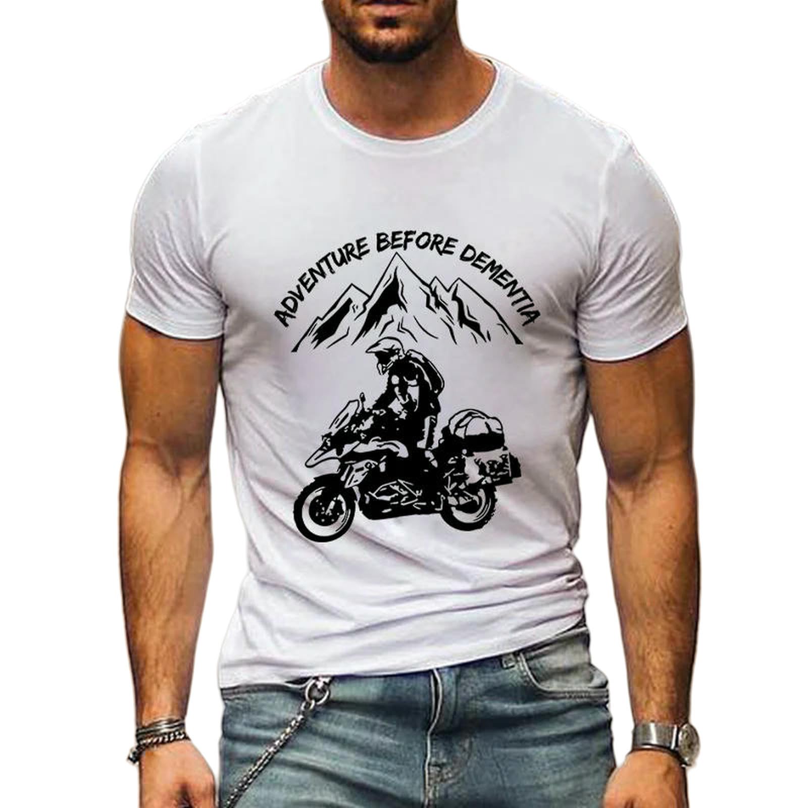 Męskie koszulki męskie śmieszne górskie przygody motocyklowe koszulki Harajuku modna koszula luźna