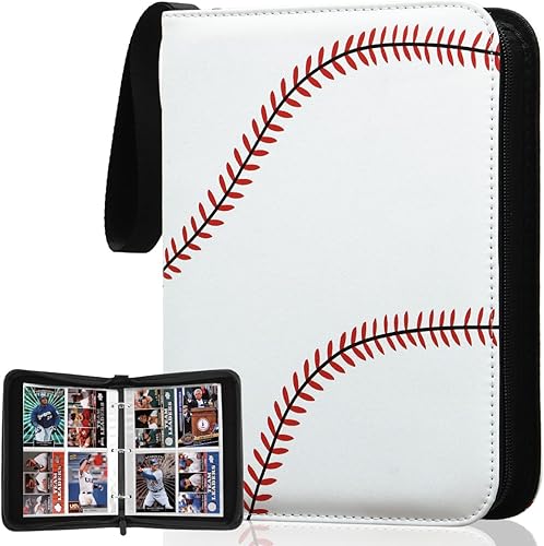 MIXPOET Carpeta para tarjetas de béisbol con cremallera, 4 ranuras, apto para 400 tarjetas, protector impermeable para álbum de tarjetas, compatible