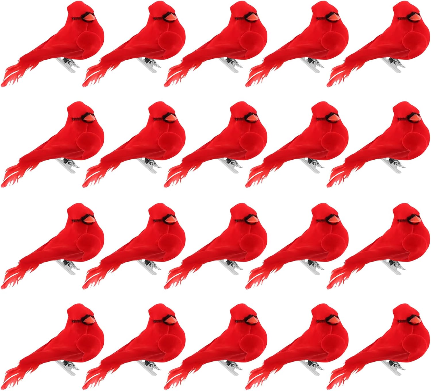 20PCS Christmas Mini Cardinal Clip on Tree Ornaments Bird Decorations, Small Red Artificial Birds Foam Feather Birds for DIY Crafts Christmas Tree Gardening Wreath Decoration(Red) - Image 9