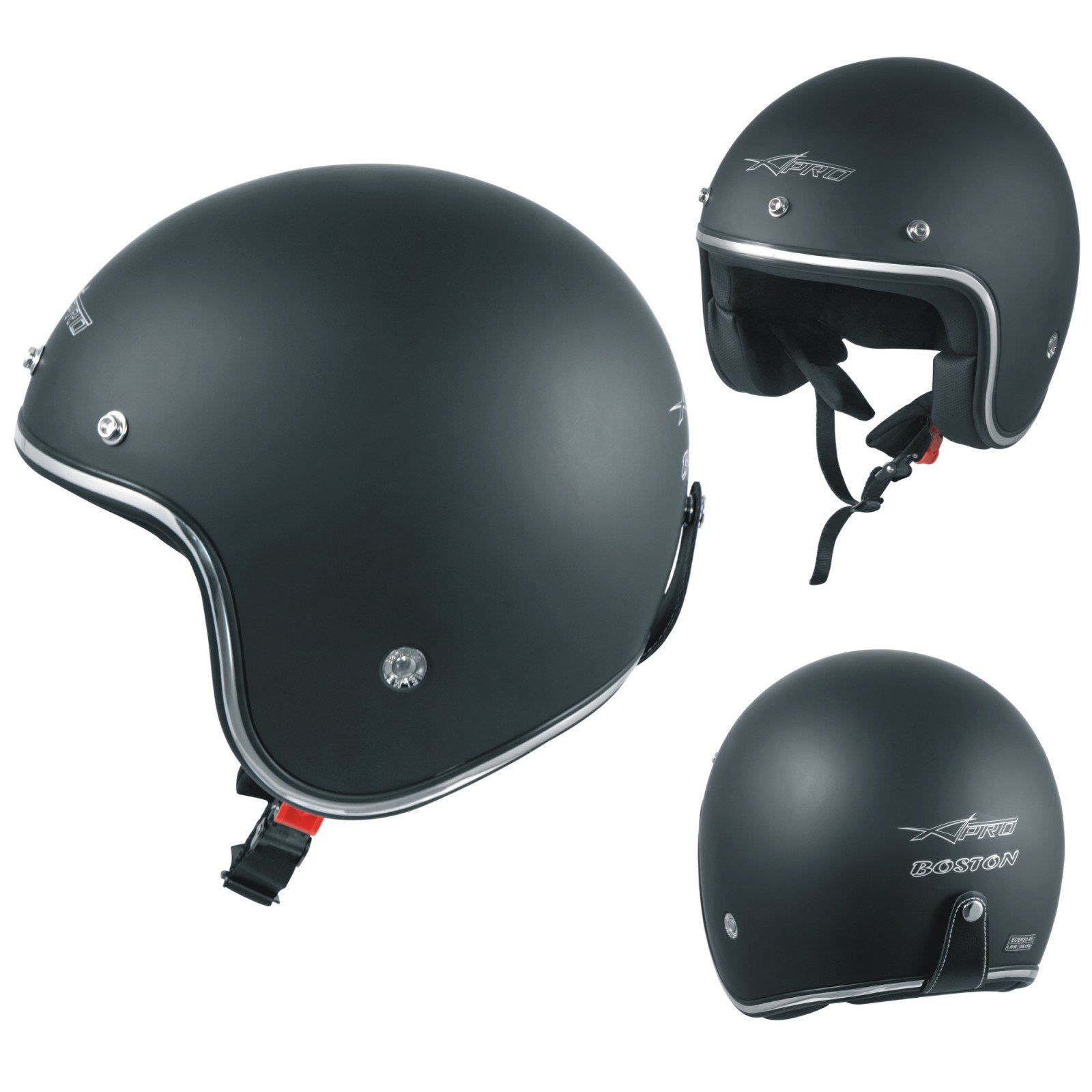 A-Pro Kask motocyklowy typu jet, homologowany, ECE 22-05, skuter niestandardowy