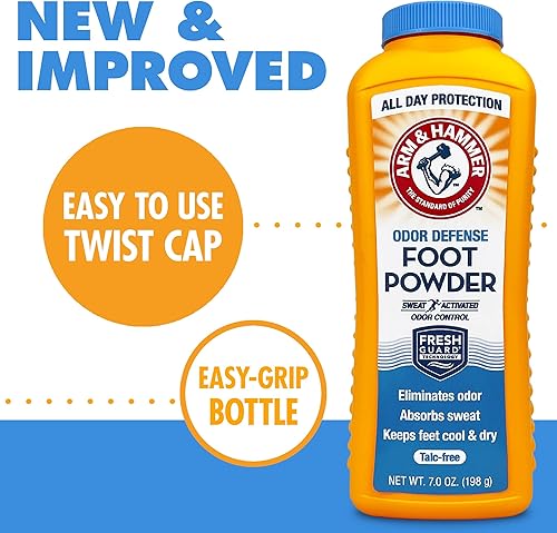 Miniatura 6 de Arm & Hammer Polvo para pies para zapatos y pies, sin talco, control de humedad y olor para hombres y mujeres, 7 onzas (paquete de 3)