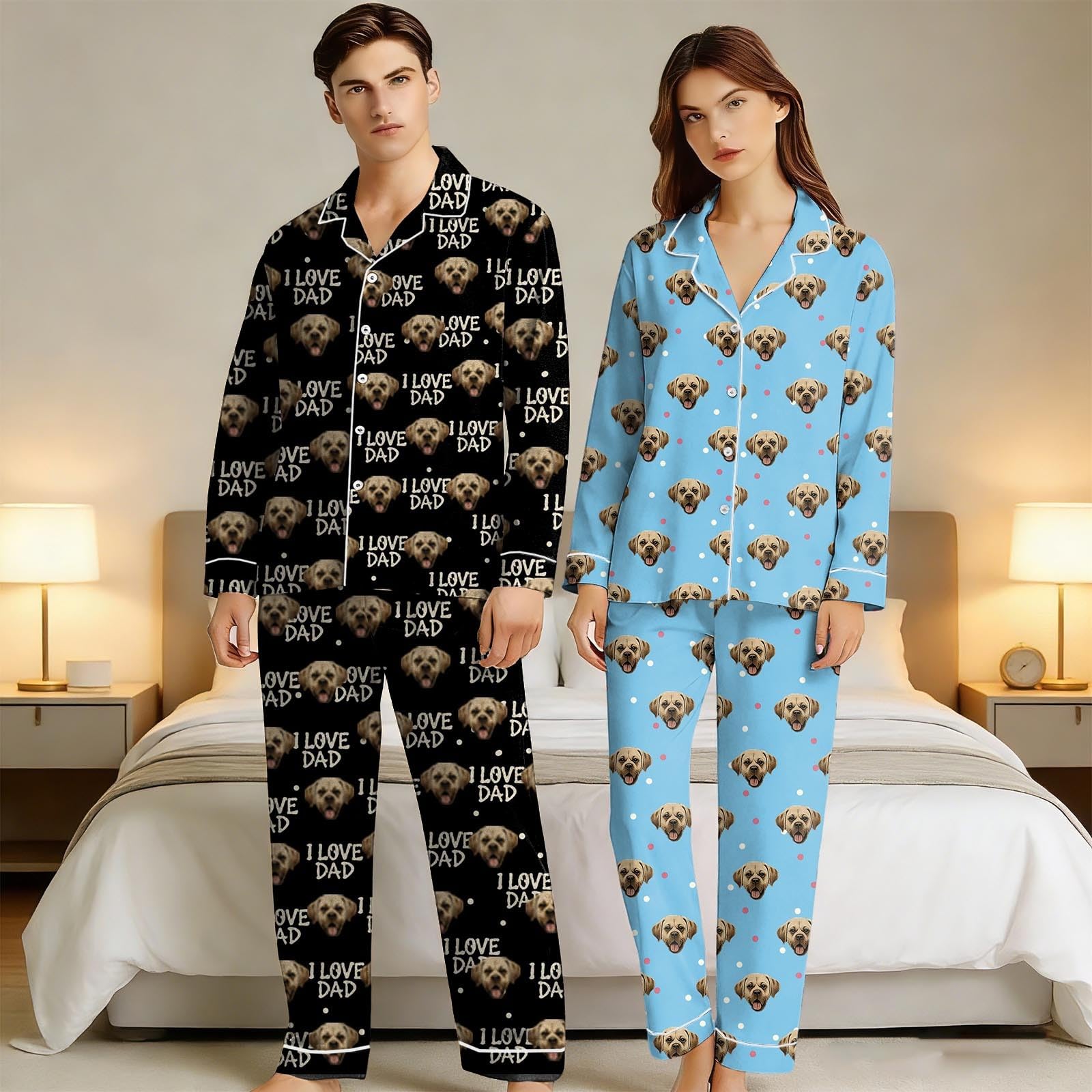Gemütliche Schlafanzüge für den Valentinstag: Weiche Pyjamas mit Langer Hose, bequemes Partner-Outfit Entspannen für Paare