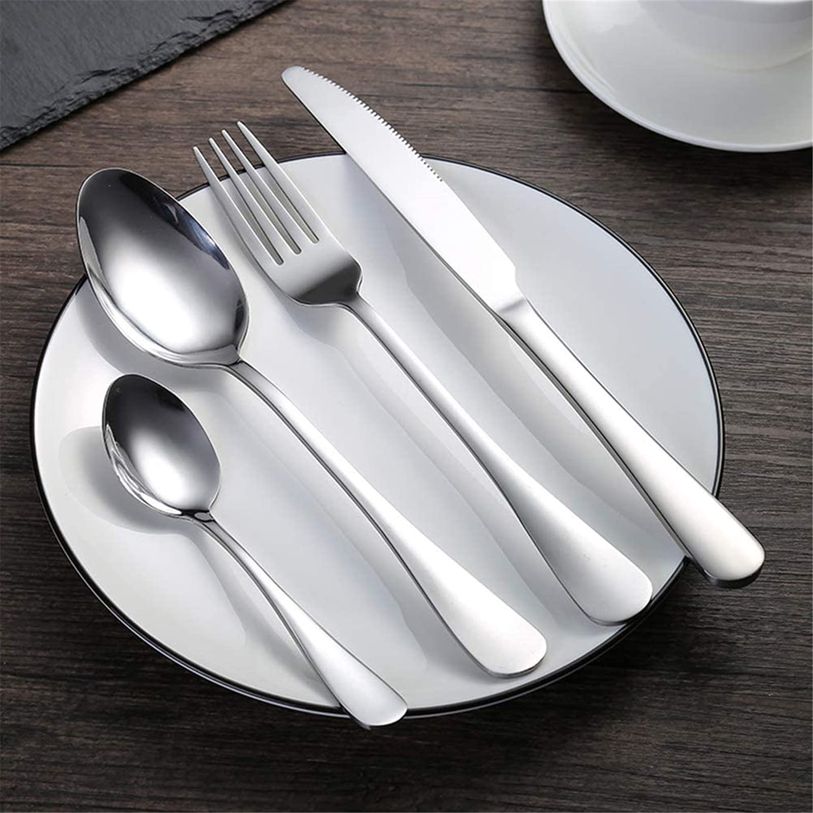 Juego De Cubiertos De 24 Piezas, Para 6 Personas, Acero Inoxidable, Cubertería De Luxe Estuche Regalo, Para Bodas, Restaurante, Fiesta, Regalo, Festivales (Plata)