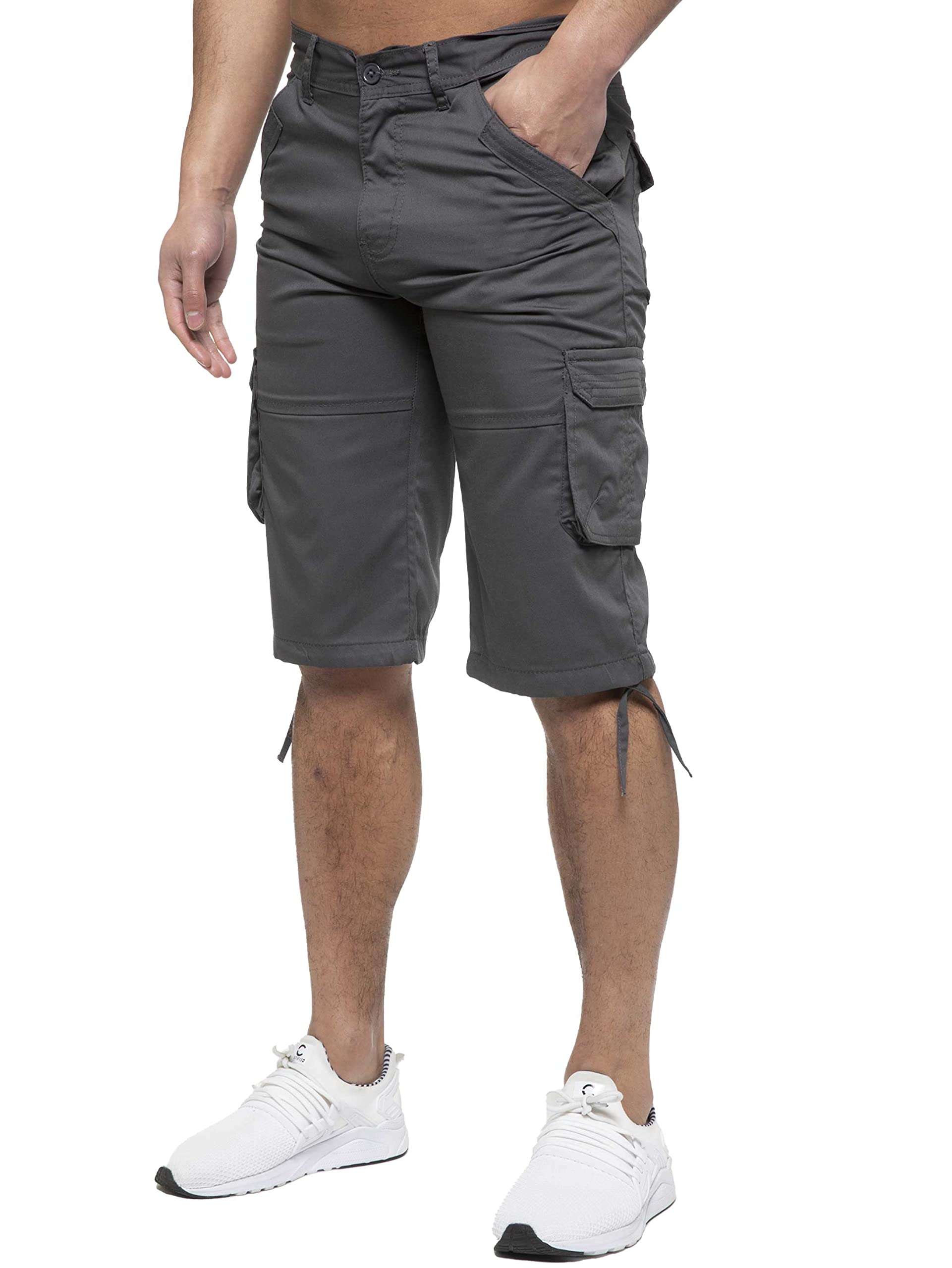 989Zé ENZO Mens Cargo Combat Shorts Summer Chino Casual Work Knee Length Pants EZS426 Shorts Grey 42