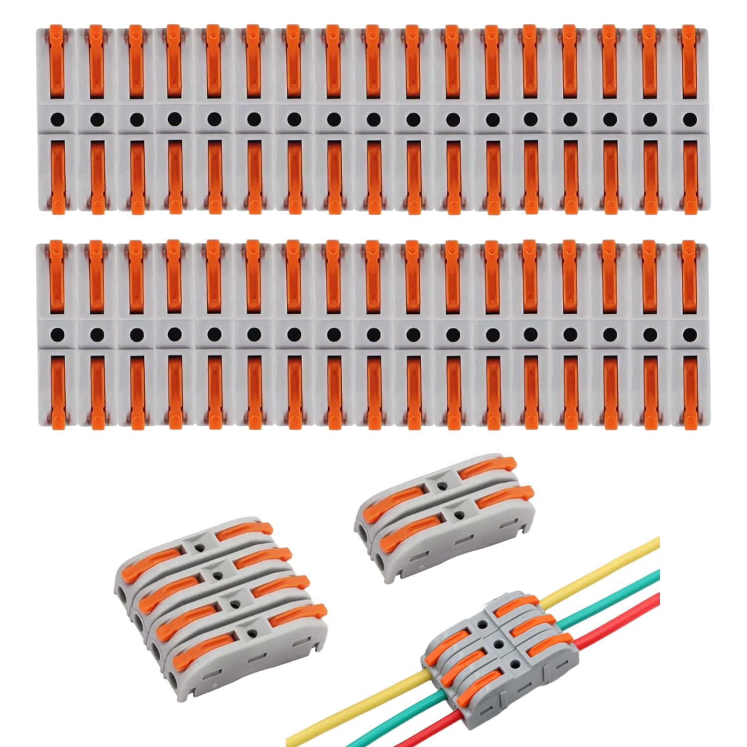 50 Pcs Lever Nut Connector, SPL-1 one-to-one Compact Electrical Connector Blocks, Wire Connectors, Quick Splicing Connectors for Circuit Inline Terminal Blocks (Normal)