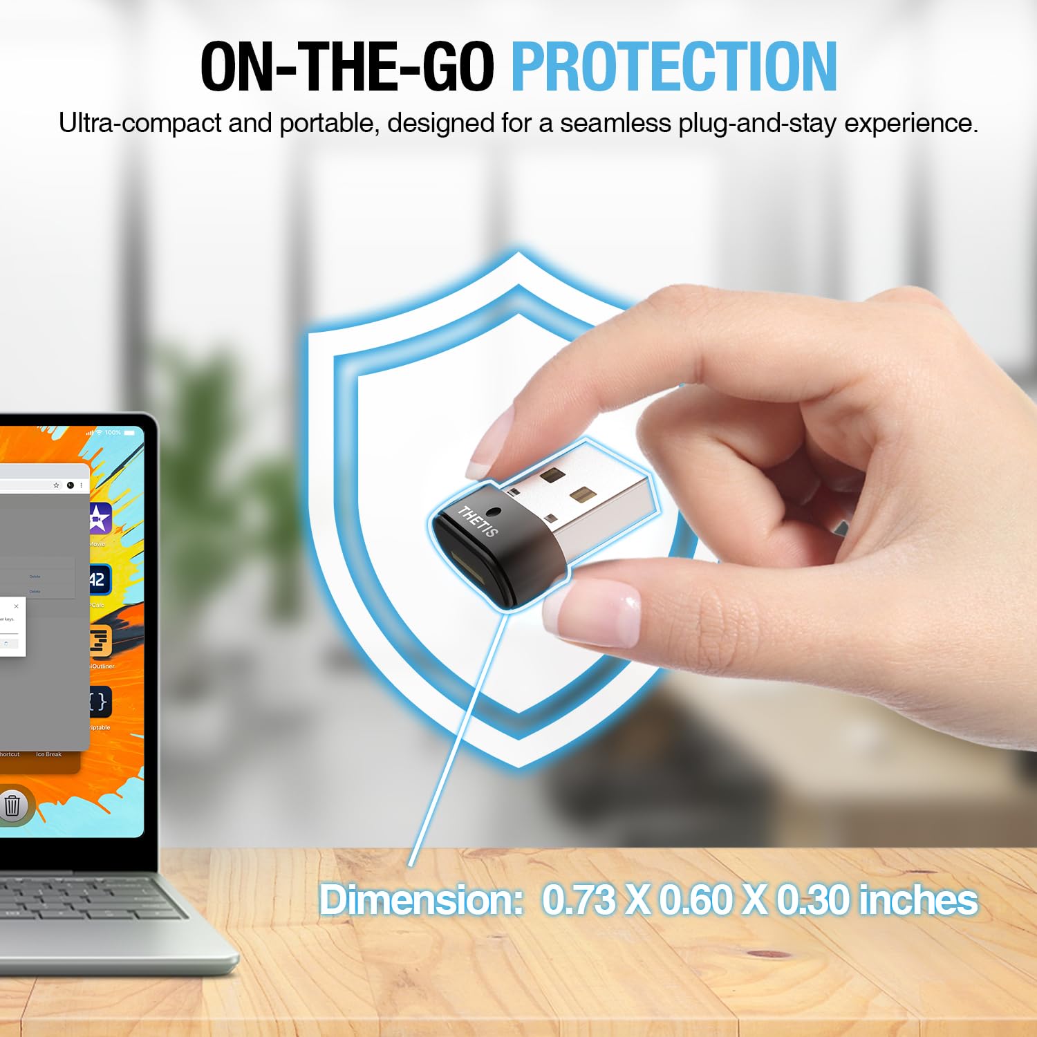 Thetis Nano-A FIDO2 Security Key Hardware Passkey urządzenie z USB typu A, TOTP/HOTP, FIDO2.0 dwuskładnikowe uwierzytelnianie 2FA MFA, działa z systemami Windows/mac/iOS/Android/Linux/Gmail/Facebook