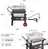 Vista 3 de Creole Feast CFB3001 Caldera de cangrejos al aire libre de 70 QT con paleta agitadora y ruedas, caldera de mariscos resistente con soporte