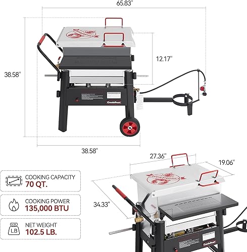 Miniatura 3 de Creole Feast CFB3001 - Caldera de cangrejo para exteriores de 70 cuartos de galón con paleta agitadora y ruedas, caldera de mariscos de alta