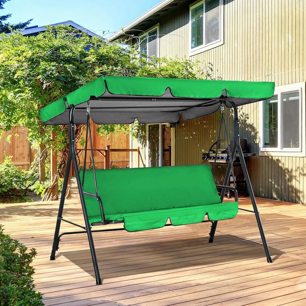 Toile de Balancelle de Jardin,Toit Pare-Soleil pour Balancelle de Jardin 3 Places,ImperméAble en Oxford Toit de BalançOire, Preuve UV Toit Pare-Soleil pour Balancelle de Jardin,Vert,249x185x18cm