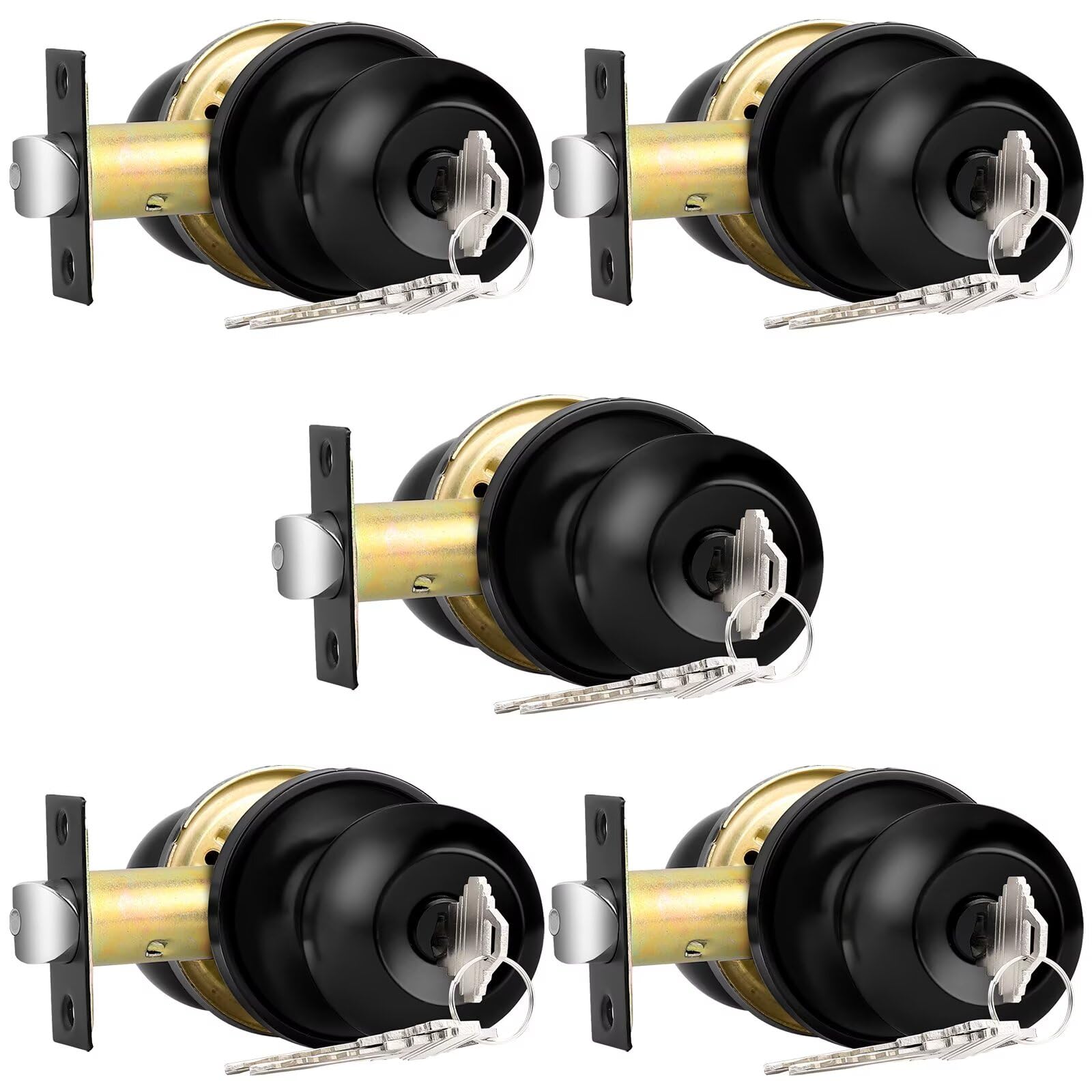 Brushed Nickel Keyed Alike Door Knobs - 10 Pack -28