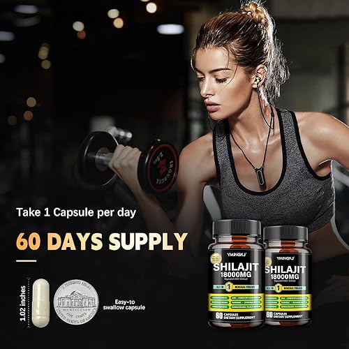 Miniatura 4 de Cápsulas Shilajit de 18000 mg con Ashwagandha, Rhodiola Rosea, Panax Ginseng, Cordyceps, cúrcuma, ginkgo, ácido fúlvico traza minerales suplemento