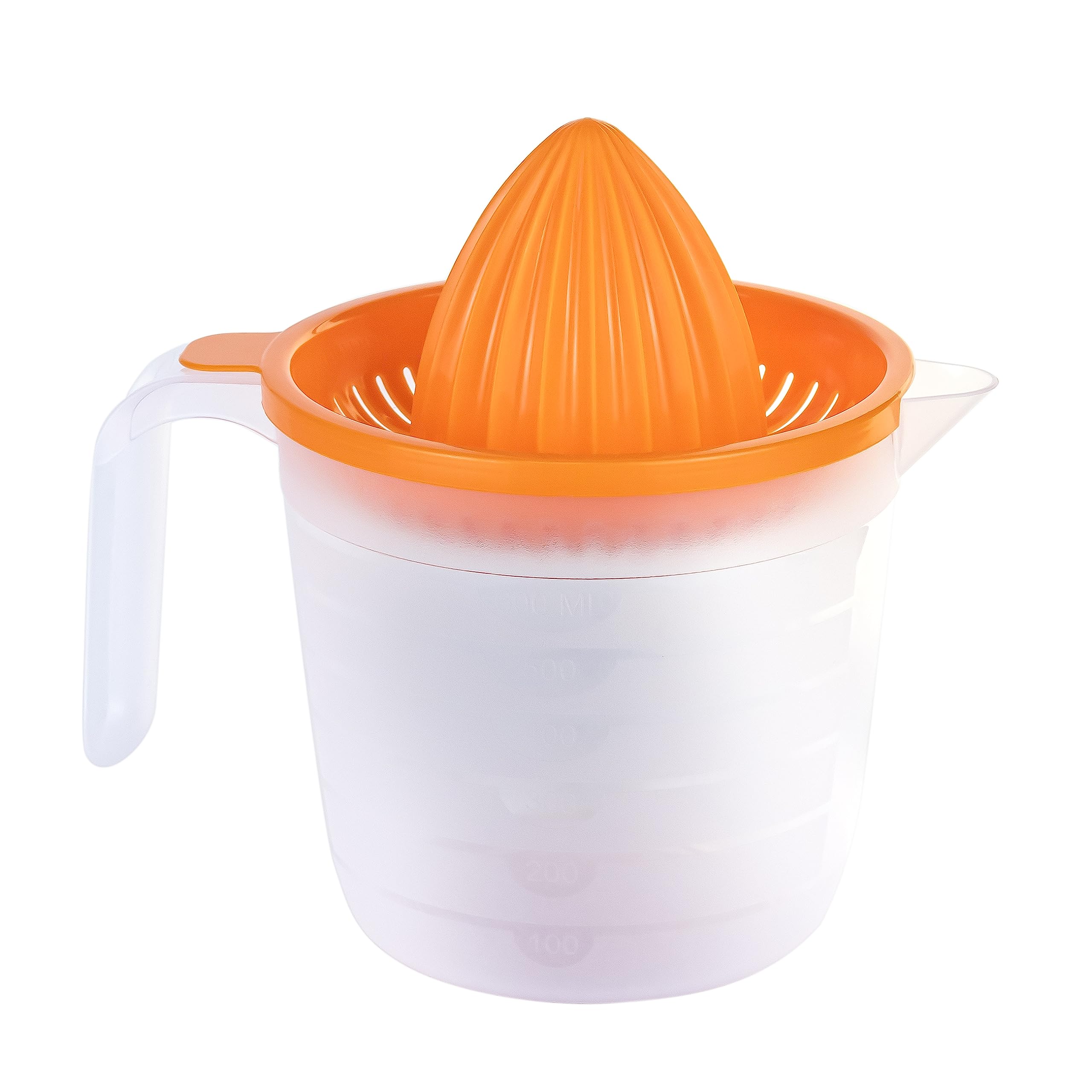 PlasticForte Plastic Forte Plastic Citrus Presses - Orange Juicer, Lemon Squeezer, Lime Juicer, Measuring Jug 600ml Capacity,Orange Color