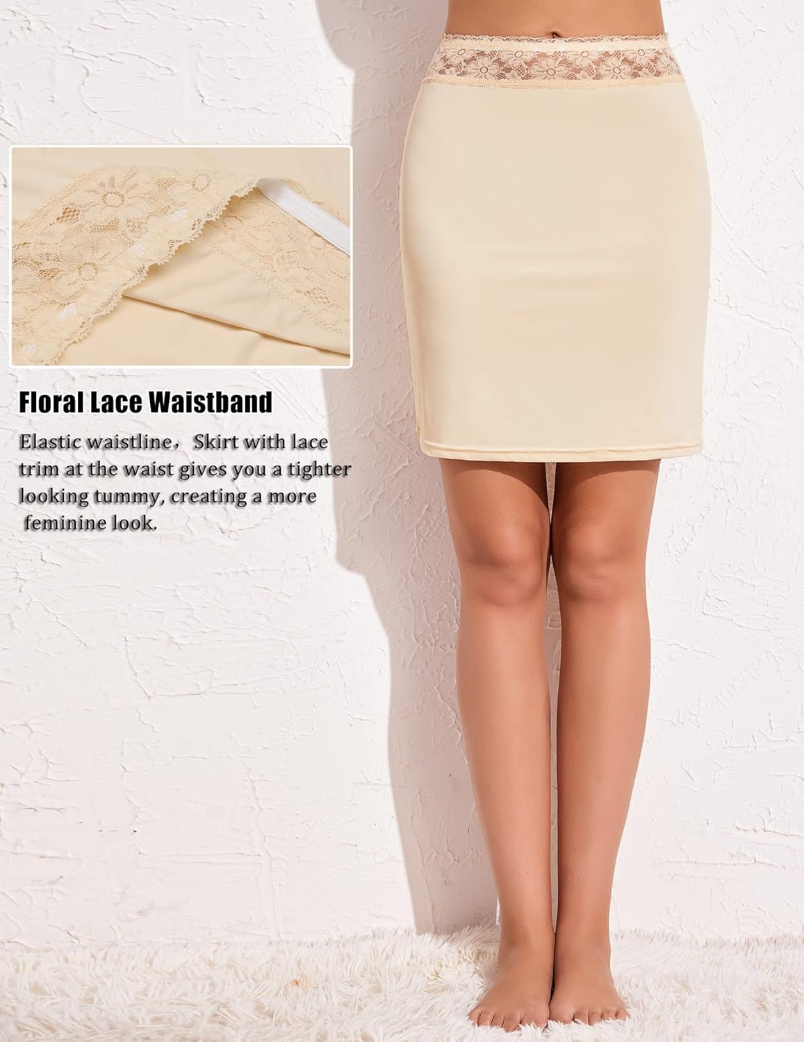 Avidlove Half Slips for Women Underskirt Slip Skirt with Floral Lace Waistband - Image 2