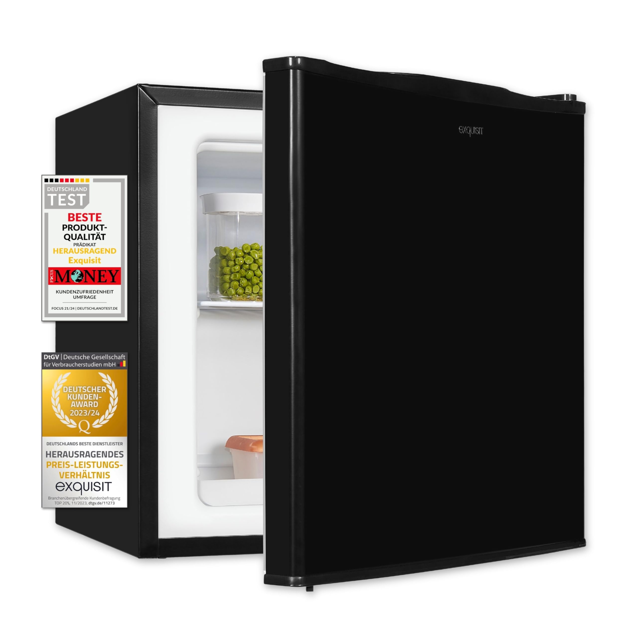 Exquisit GB40-150E Mini-Gefrierschrank Schwarz - 31 L Gefrierbox Klein | 4-Sterne Tiefkühlschrank kompakt - Ideal für Büro & Camping - 50,5 cm hoch - Leise 39 dB - Energieeffizienz E