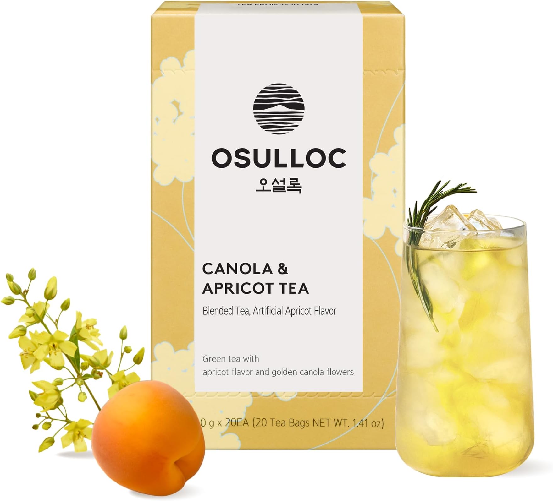 OSULLOC Canola Honey Tea (Aromatic Canola flower & Sweet honey), Premium Blended Tea from Jeju, Tea Bag Series 20 count, 1.06 oz, 30g