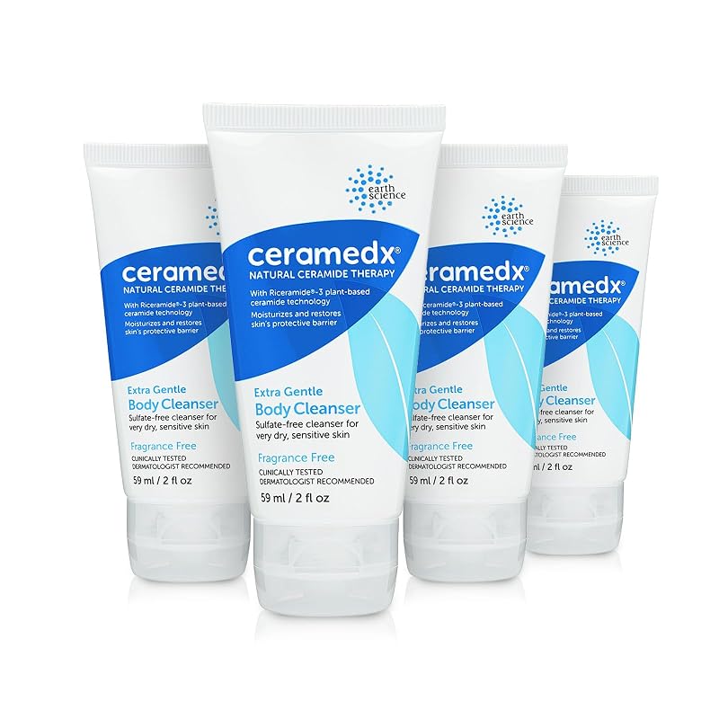 Ceramedx Limpador Corporal Extra Gentle com Ceramidas, sem fragrância, Pacote com 4 de 60 mL