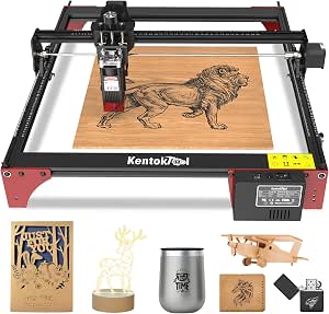 KENTOKTOOL Grabadora Laser, Máquina de corte por láser de 50W, Máquina de GGrabado Láser, Máquina de corte y grabado láser de área grande de 400x400 mm