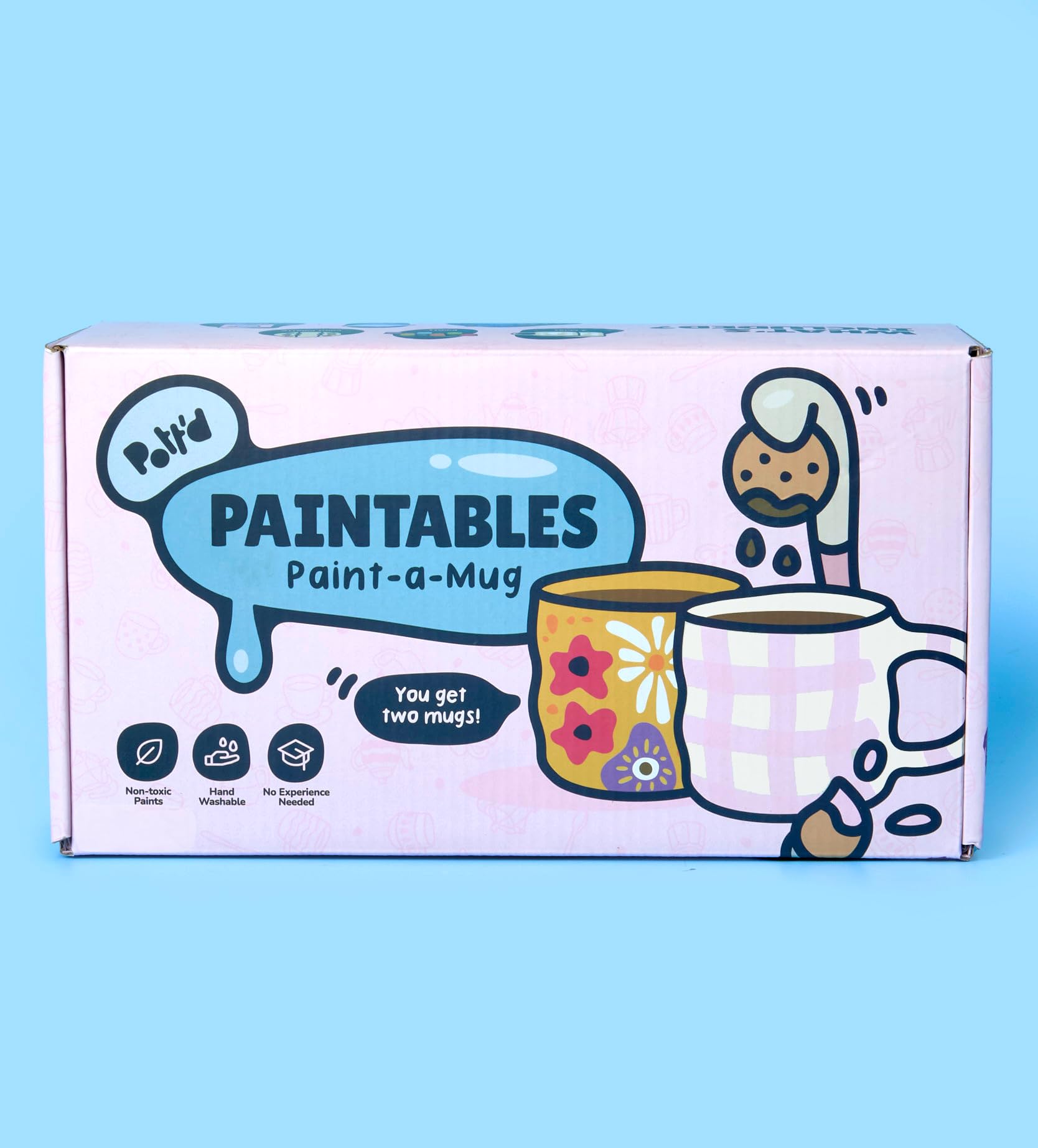 Pott'd Paintables Coffret Mug à Peindre, Kit de Peinture sur Céramique pour Adultes, Kit DIY de Peinture sur Mug pour Débutants avec Mugs, Peintures, Pinceaux et Guide d’Inspiration